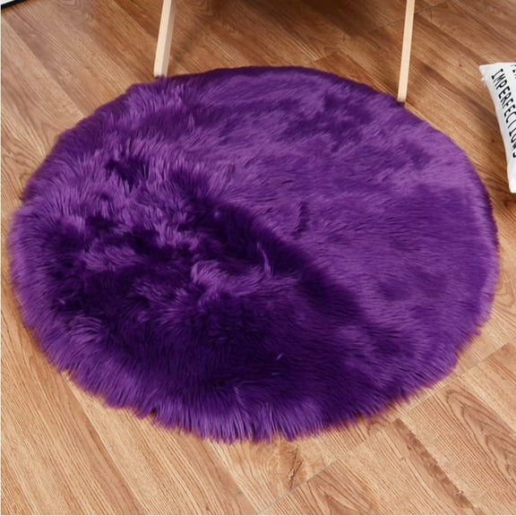 Fudakuna Modern Soft and Comfortable Shaggy Purple Fluffy Area Rug, 28" x 28", Non-Slip Backing