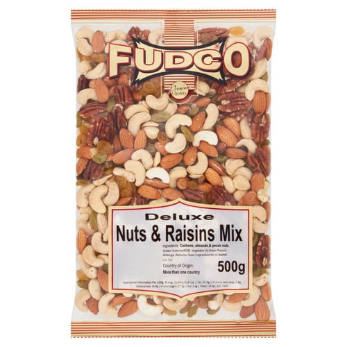 Fudco Deluxe Nut & Raisin Mix 500g, British Import (Pack of 3)