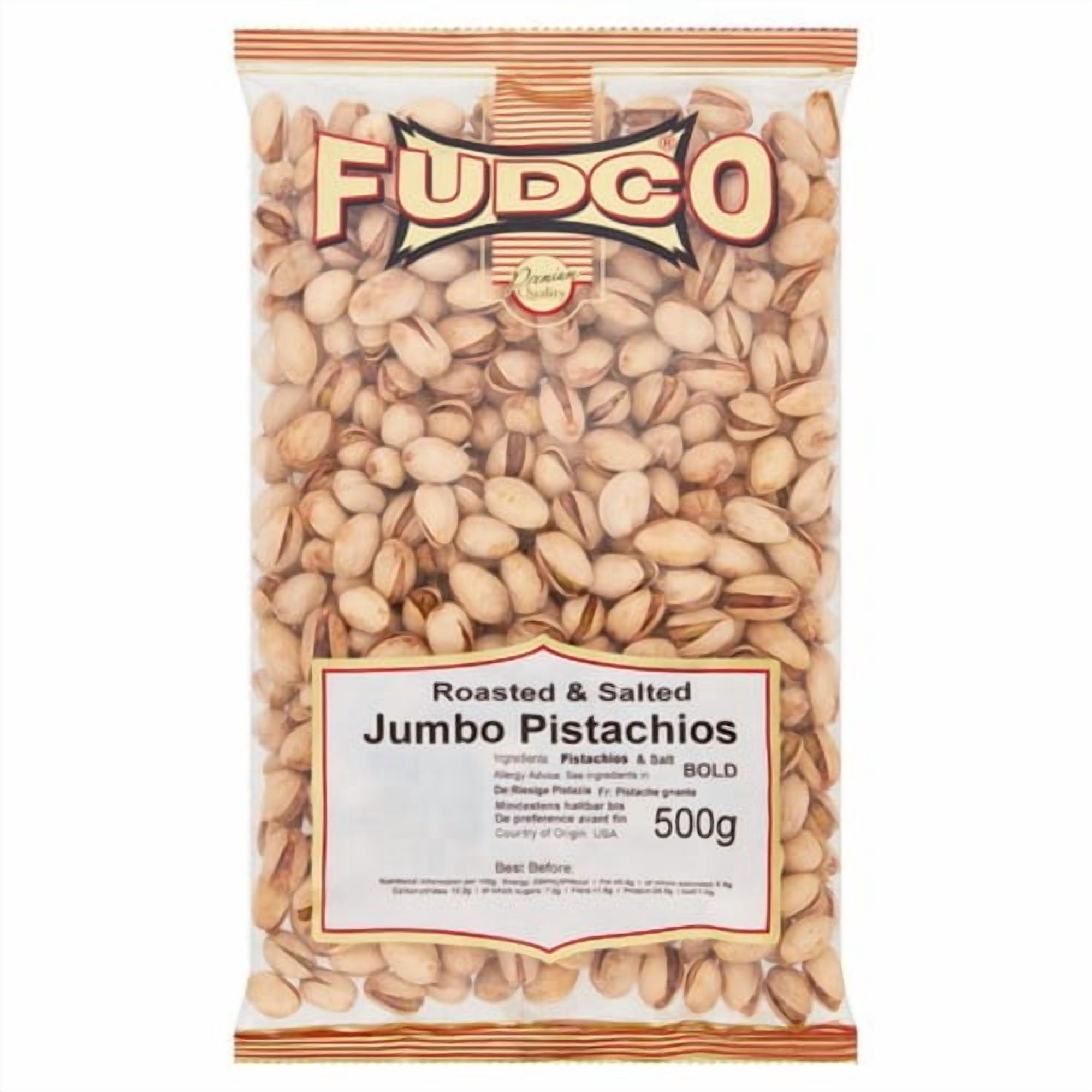 Fudco Pistachio Nuts Jumbo 500g, British Import (Pack of 3)