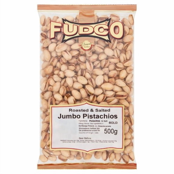 Fudco Pistachio Nuts Jumbo 500g, British Import (Pack of 3)