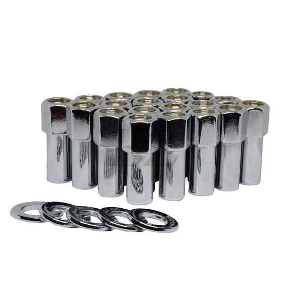 Fudoray Open End Cragar SST Mag Lug Nut 7/16"-20 with Center Washer - Set of 24 Pcs - Wheel Hardware