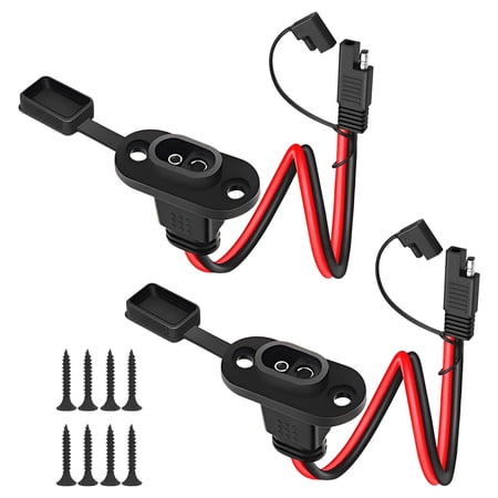 Fudoray SAE Quick Connector Harness - 1FT 10AWG SAE Adapter Male Plug To Female Socket - Waterproof for Solar Panel Generator Charger - 2-Pack