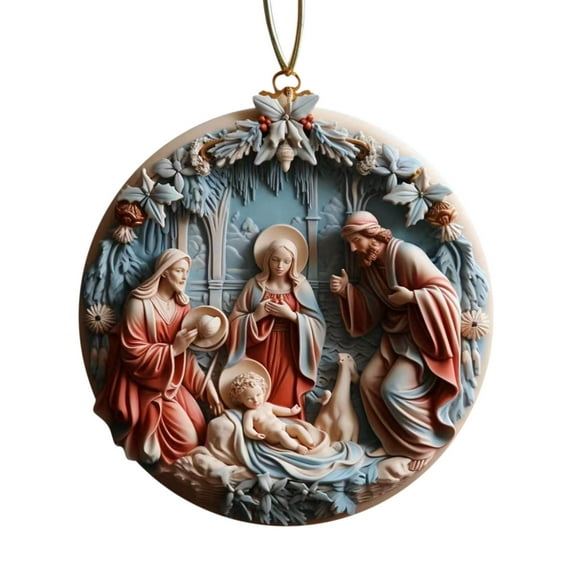 Fuebueo 2025 Clearance Nativity Night Ornaments Silent Night Birth of Jesus Christ Ornament Christmas Keepsake Decor for Christmas Tree Winter Holiday Xmas Gift for Women Men Xmas Hanging Ornament