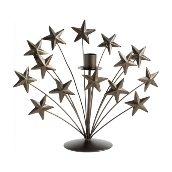 Fuebueo 9 Inch Metal Star Candle Holder, Firework Starburst Centerpiece for Independence Day Decor, Rustic Star Taper Candle Holder for Home and Tabletop, Gift for Mom and Grandma