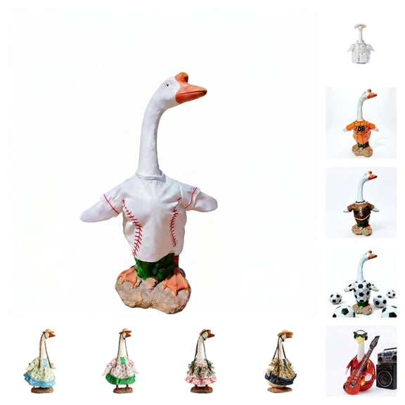 Fuebueo Baseball Pattern Porch Goose Outfit, Red and White Sports Jersey for 23-Inch Garden Goose Statue, Athletic Outdoor Yard Decor for Game Day and Sports Fans