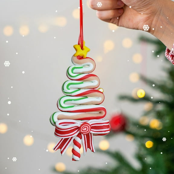 Fuebueo Christmas Lollipop Ornament Christmas Candies Polymer Clay Ornament,Xmas Decor Candy Cane Hanging Decorations,Sweets Candy Pendant Xmas Tree Party Supplies