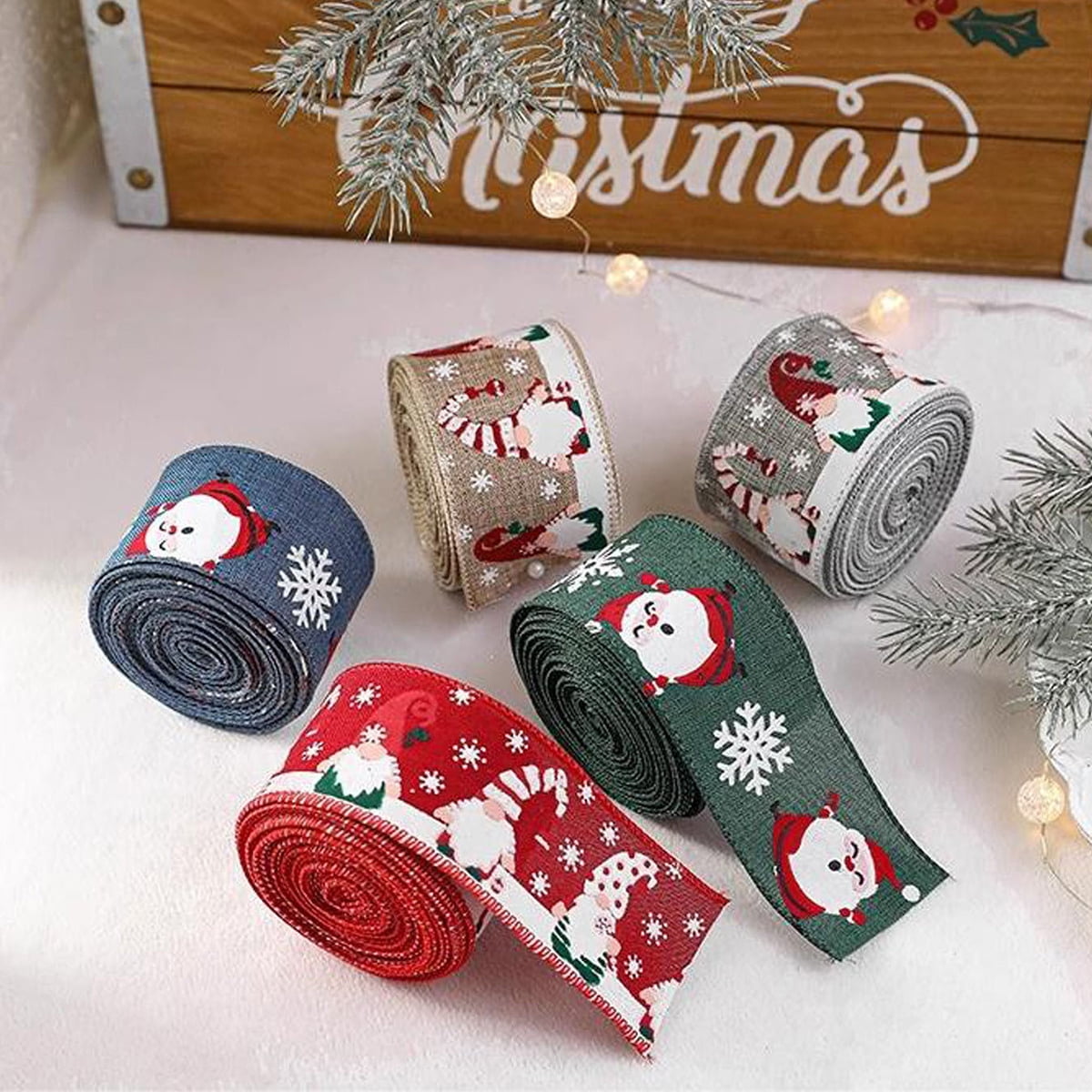 Fuebueo Christmas Ribbon - Linen Wired Ribbon for Wreaths, Big Bow ...