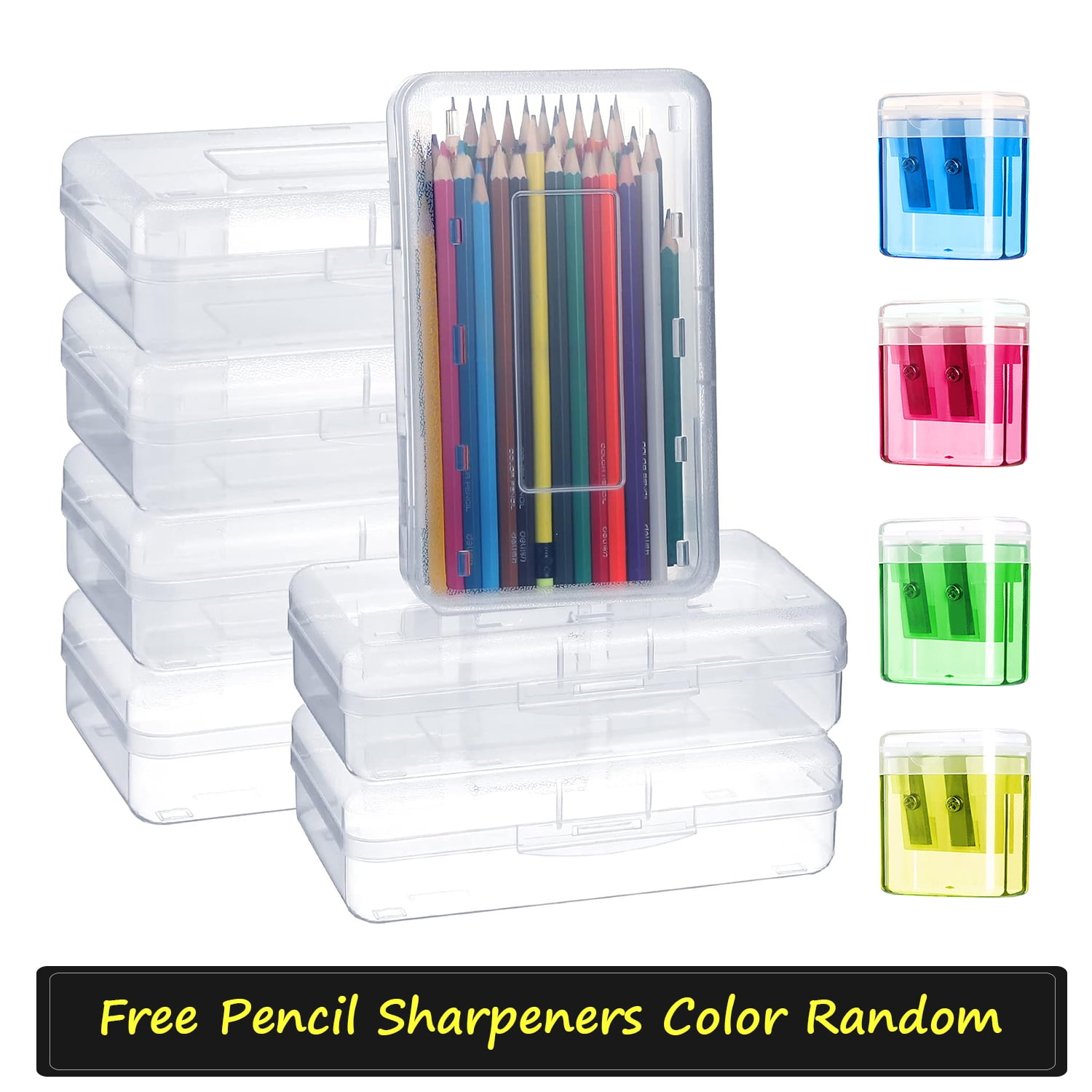 Uiz Merueh Large Capacity Clear Pencil Case, Plastic Pencil Boxes Stackable Design, Supply Boxes for K+ids B+oys S+chool Classroom,1 Pack