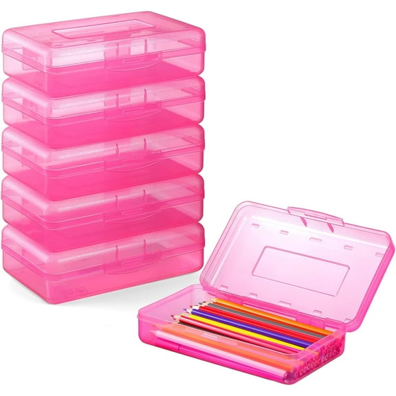 Fuebueo Clear Pencil Boxes Large Capacity Pencil Case, Pencil Boxs for k+ids Adults, Hard Crayon Box Storage with Snap-Tight Lid for sc+hool Office Supplies