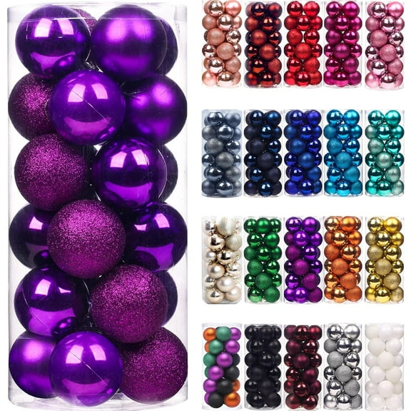 Fuebueo 24Pcs Christmas Balls Ornaments for Xmas Christmas Tree (1.2"-3.1CM)