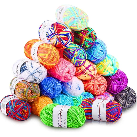 Fuebueo Clearance Crochet Yarn,Crochet Craft Yarn Skeins Acrylic Yarn Crochet for Crocheting and Knitting Craft Project Adults Kids Beginner Kit