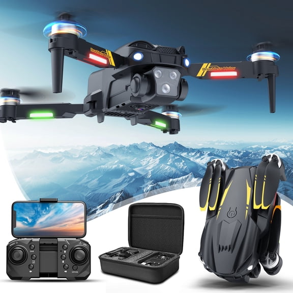 Fuebueo Clearance RC Drone Remote Control Toys Gifts for Boys Brushless Motor 1080P FPV Drone with Batteries, One Key Take Off/Land, 360 Flips, Waypoint Fly, Altitude Hold, Gravity Control