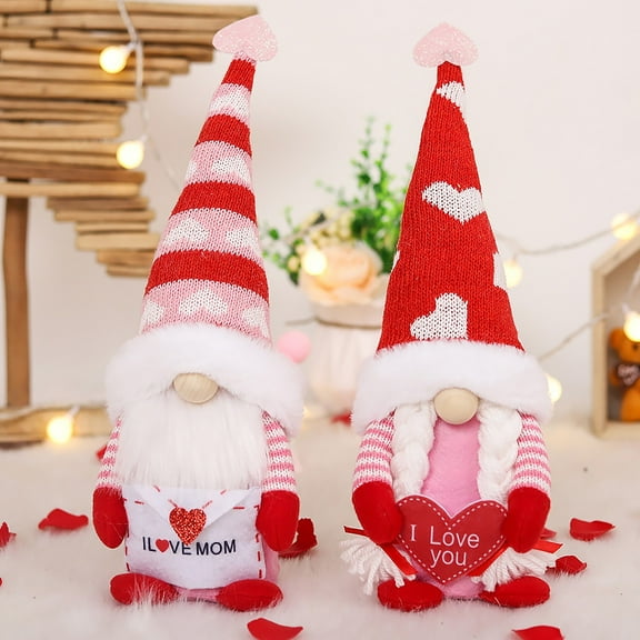 Fuebueo Clearance Valentines Day Decor Handmade Valentine Gnome Decor Mr & Mrs Swedish Tomte Stuffed Gnomes Plush Doll Knomes Ornaments for Girlfriend Wife Women