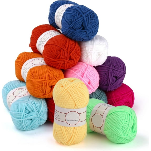 Fuebueo Clearance Wool Yarn for Crocheting,Acrylic Yarn Mini Soft Crochet Yarns Multicolor Yarn Skeins for Knitting Handcraft and Crochet Projecting Adults Beginner Kit