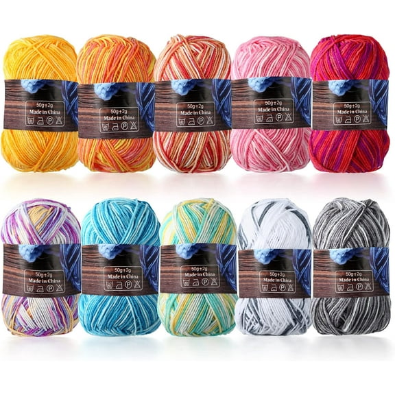 Fuebueo Yarn for Knitting Crochet Craft,Yarn for Crocheting Multicolor Yarn Kit Soft Yarn Set for Beginners/Professionals