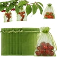 thumbnail image 1 of Fuebueo Garden Netting Clearacne Fruit Protection Bags 100 Pcs Green Fruit Netting Cover Bags Drawstring Mesh Fruit Protectors Pest Barrier for Plant Fruit Flower Veggies Garden - Large, 1 of 8