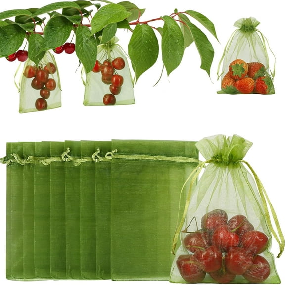 Fuebueo Garden Netting Clearacne Fruit Protection Netting 100 Pcs Reusable Garden Netting Bags, Fruit Cover Mesh Bag for Fruit Trees Vegetable Floral - Small