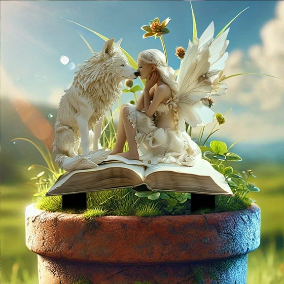 Fuebueo Garden Statues Outdoor Fairy Decor Angel Sculpture Realistic Figurine Decor, Antique Resin Craft Home Table Decorations Lawn Yard Art Porch Patio Housewarming Garden