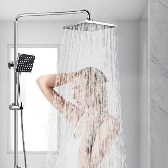 Fuebueo High Pressure Rain Shower Head Combo - Wide Rainfall Showerhead - Adjustable Dual Showerhead