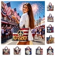 thumbnail image 1 of Fuebueo Patriotic Tote Bag for Women, 4th of July Quilted Shoulder Bag for Women, American Flag Sunflower Purse with Peace Sign, Large Capacity Travel Canvas Handbag, Perfect Gift, 1 of 7