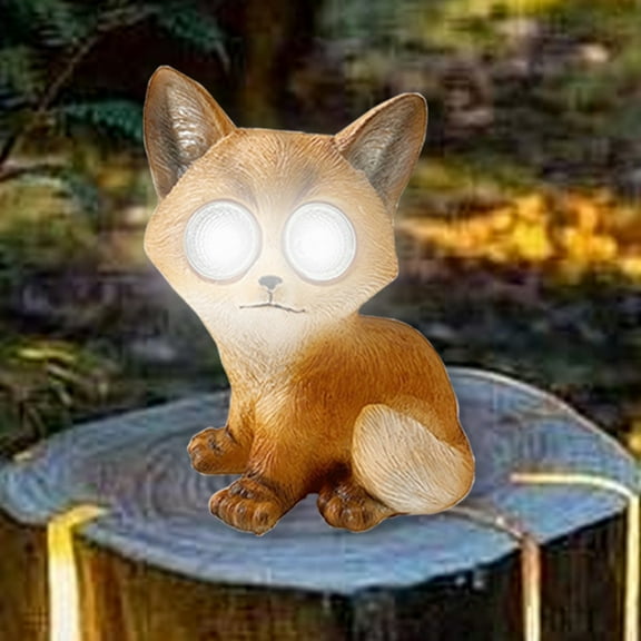 Fuebueo Savings Fox Statue for Garden Decor,Garden Statue with Solar Power Light for Outdoor Patio Porch Lawn Yard Backyard Outside Shelf Decoration, Unique Garden Statues for Housewarming Gifts