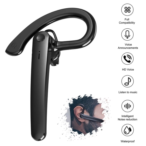 Fuebueo Single Ear Bluetooth Headsets Earbuds Wireless Bluetooth Hand-free Headphones for Trucker, Office