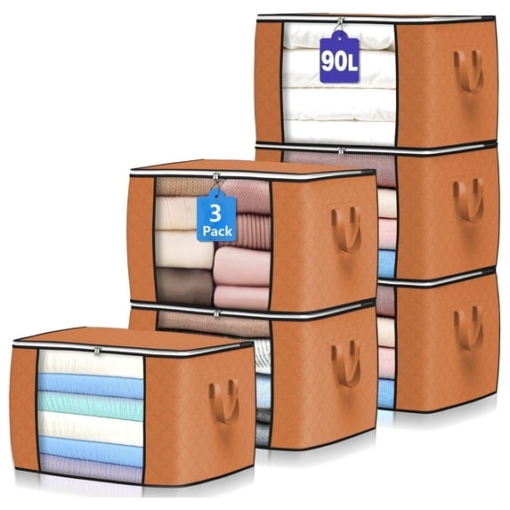 Fuebueo Storage Bags Blanket Clothes Organization and Storage Containers for Comforters,Bedding, Foldable Organizer with Reinforced Handle,Sturdy Zippers