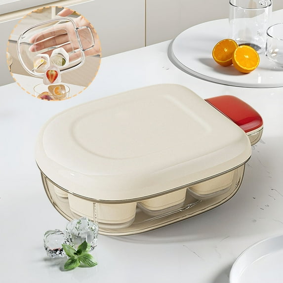 Fuebueo Summer Savings Ice Cube Tray Big Ice Cube Molds Ice Cube Tray with Lid and Bin, Round Ice Cube Trays for Freezer, Circle Ice Cube Tray for Chilling Drinks