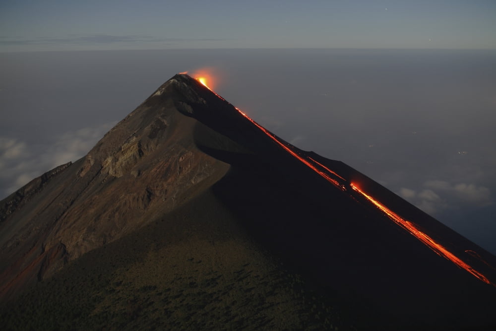 Fuego lava flow Antigua Guatemala Canvas Art - Martin RietzeStocktrek Images (34 x 23)
