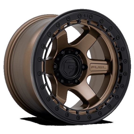 Fuel 1PC Aluminum Rim D124 BLOCK BEADLOCK 17X9in Matte Bronze with Matte Black Ring Finish, D12417907545