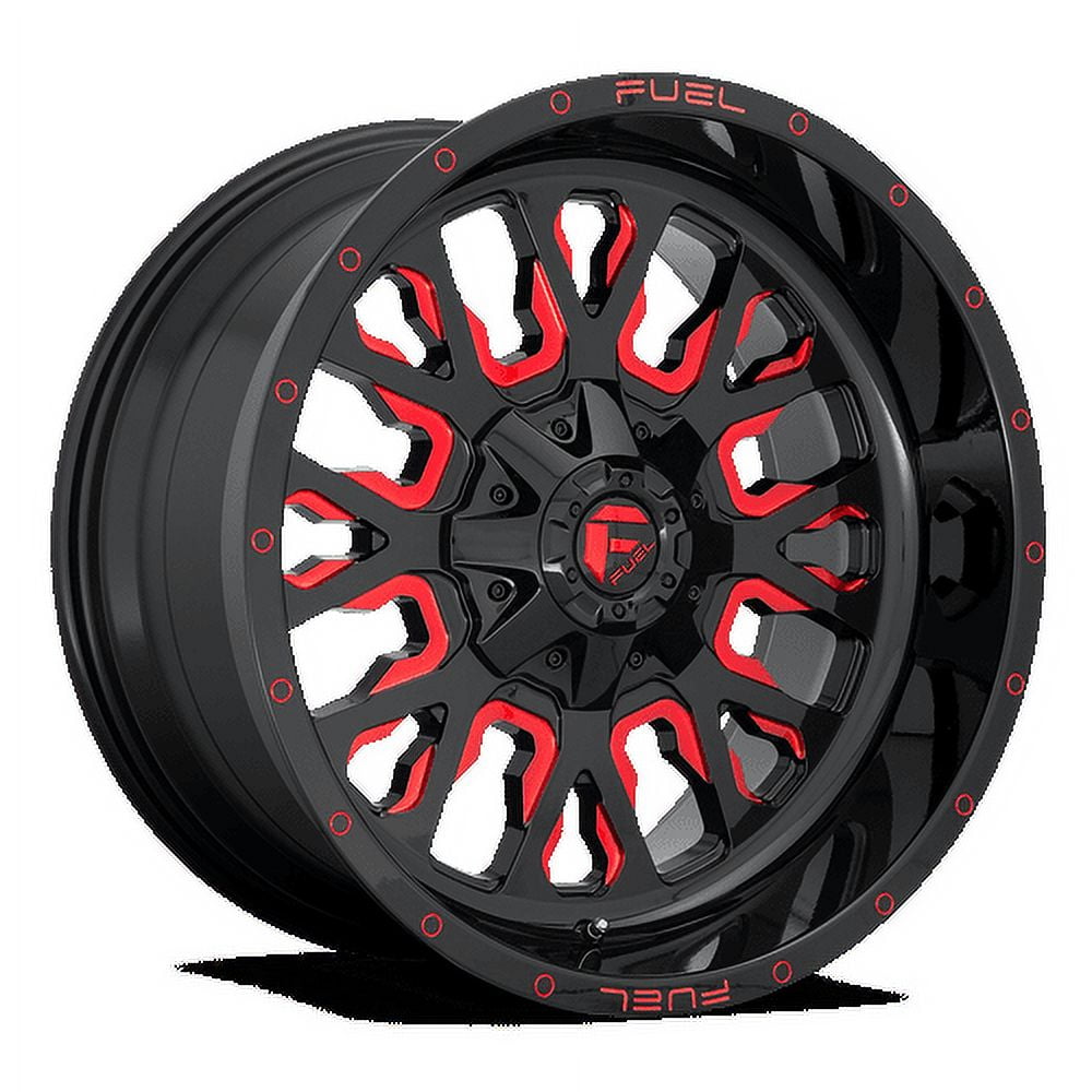 Fuel 1PC Aluminum Rim D612 STROKE 22X10in Gloss Black Red Tinted Clear Finish, D61222009857