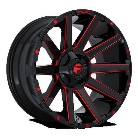 Fuel 1PC Aluminum Rim D643 CONTRA 22X10in Gloss Black Red Tinted Clear Finish, D64322002647