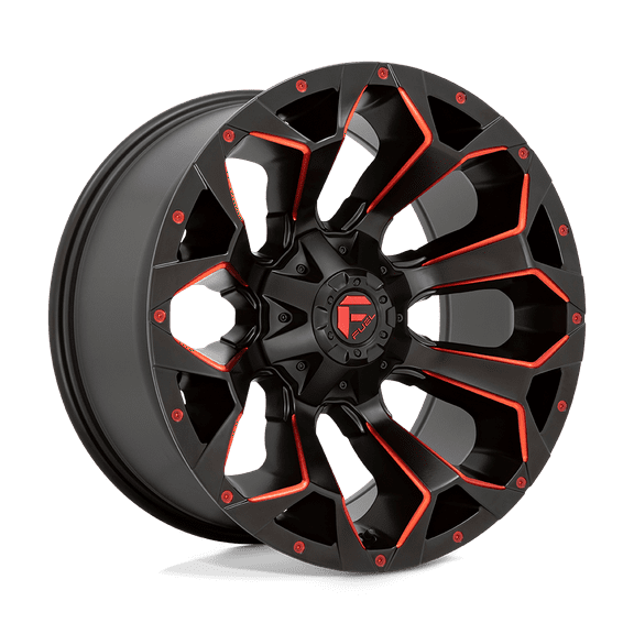 Fuel 1Pc D787 Assault 20X9 5X114.3/5X127 1Et 106.1Cb Matte Black Red Milled Wheel