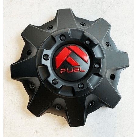 Fuel 2PC FUEL 8LUG CAP MT-BLACK / RED LOGO - 1002-53MBQ
