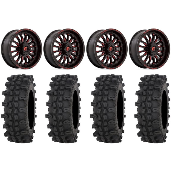 Fuel ARC 22" Wheels Red 35" ACP Tires Kawasaki Teryx Mule