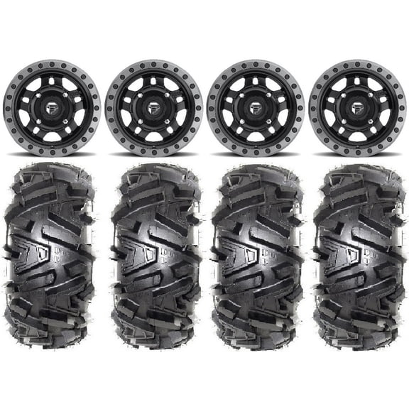 Fuel Anza Black 14" Wheels 27" Moto MTC Tires Sportsman 550 850 1000