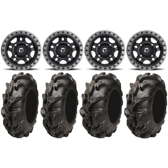 Fuel Anza Black 14" Wheels 28" Mega Mayhem Tires Sportsman RZR Ranger