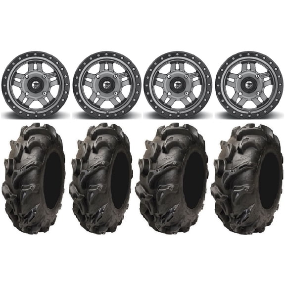 Fuel Anza Gunmetal 14" Wheels 27" Mega Mayhem Tires Sportsman RZR Ranger