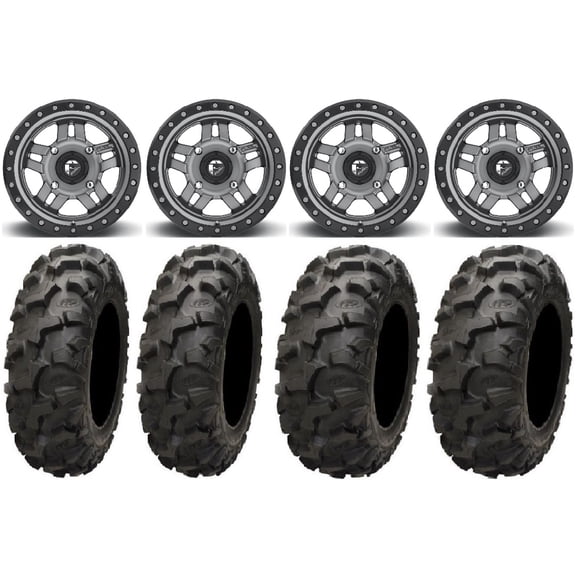 Fuel Anza Gunmetal 14" Wheels 28" Blackwater Tires Polaris RZR XP 1000 / PRO XP / Ranger XP 900/1000
