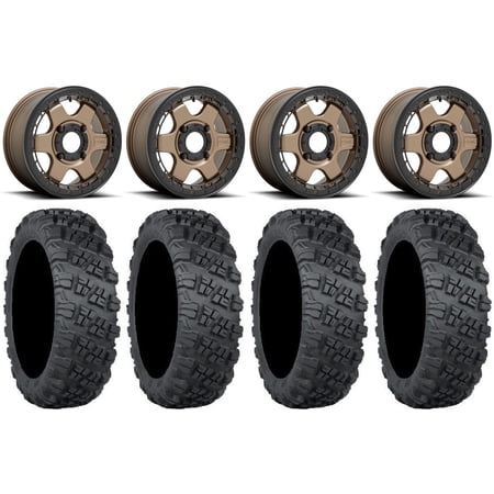 Fuel Block Beadlock 15" Wheels Br 33" Versa Cross V3 Tires Kawasaki Mule Pro FXT