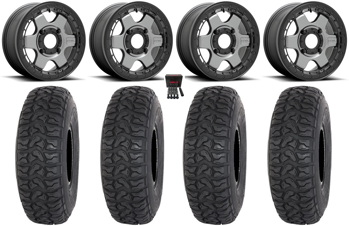 Fuel Block Beadlock 15" Wheels Gm 32" Chicane LT Tires Kawasaki Mule
