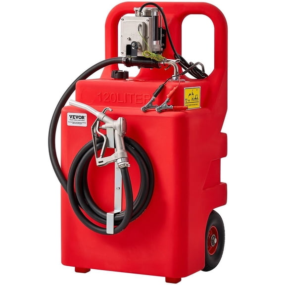 Fuel Caddy, 32 Gallon, Portable Fuel Tank with 12V DC 15 GPM Electric Fuel Transfer Pump, 13 ft Delivery Hose & Aluminum Alloy Manual Nozzle, Gas Caddy for Motorboats, ATVs, Diesel & Gasoline
