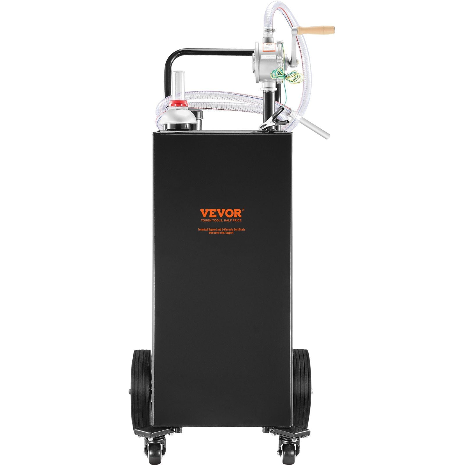 Fuel Caddy, 35 Gallon, Heavy-Duty Gas & Diesel Storage Tank with Manual Hand Pump, 4-Wheel Mobility Cart, Portable Fuel Container for Lawn Mowers, Tractors, ATVs, Boats, Generators
