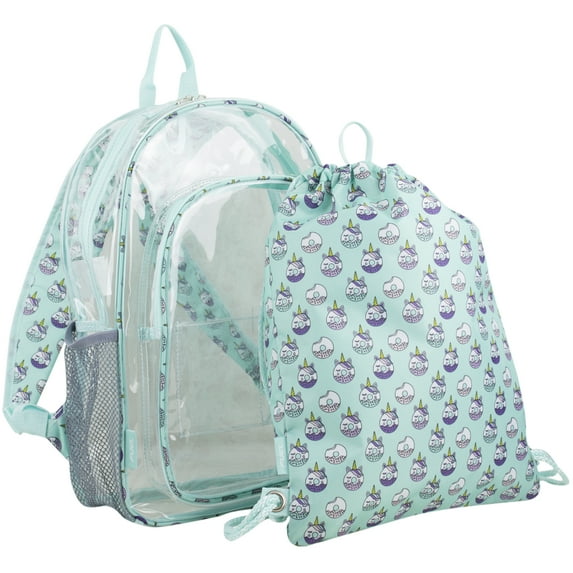 Fuel Clear Backpack and Cinch Sling Bundle Set, Clear Unicorn Donuts