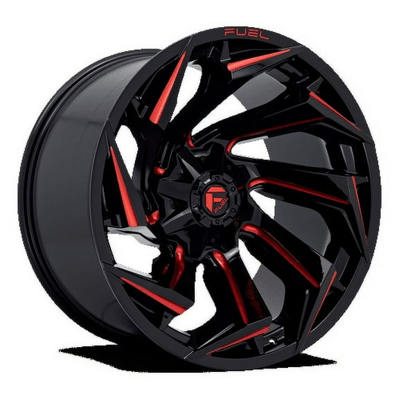 Fuel D755 Reaction 22X12 8X165.1 -44Et 124.3Cb Gloss Black Milled With Red Tint Wheel
