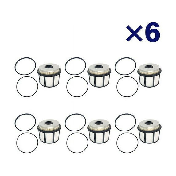 Fuel Filter Element Kit - Set of 6 - Compatible with 1999 - 2003 Ford F-250 Super Duty 7.3L Powerstroke Diesel 2000 2001 2002