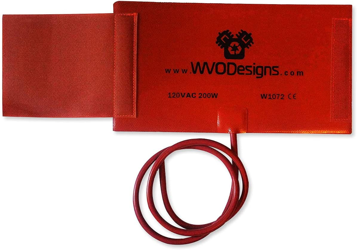 Fuel Filter Heater Wrap 11"x6" 200W, 120V — Warms Canister Fuel Filters — Works with Donaldson