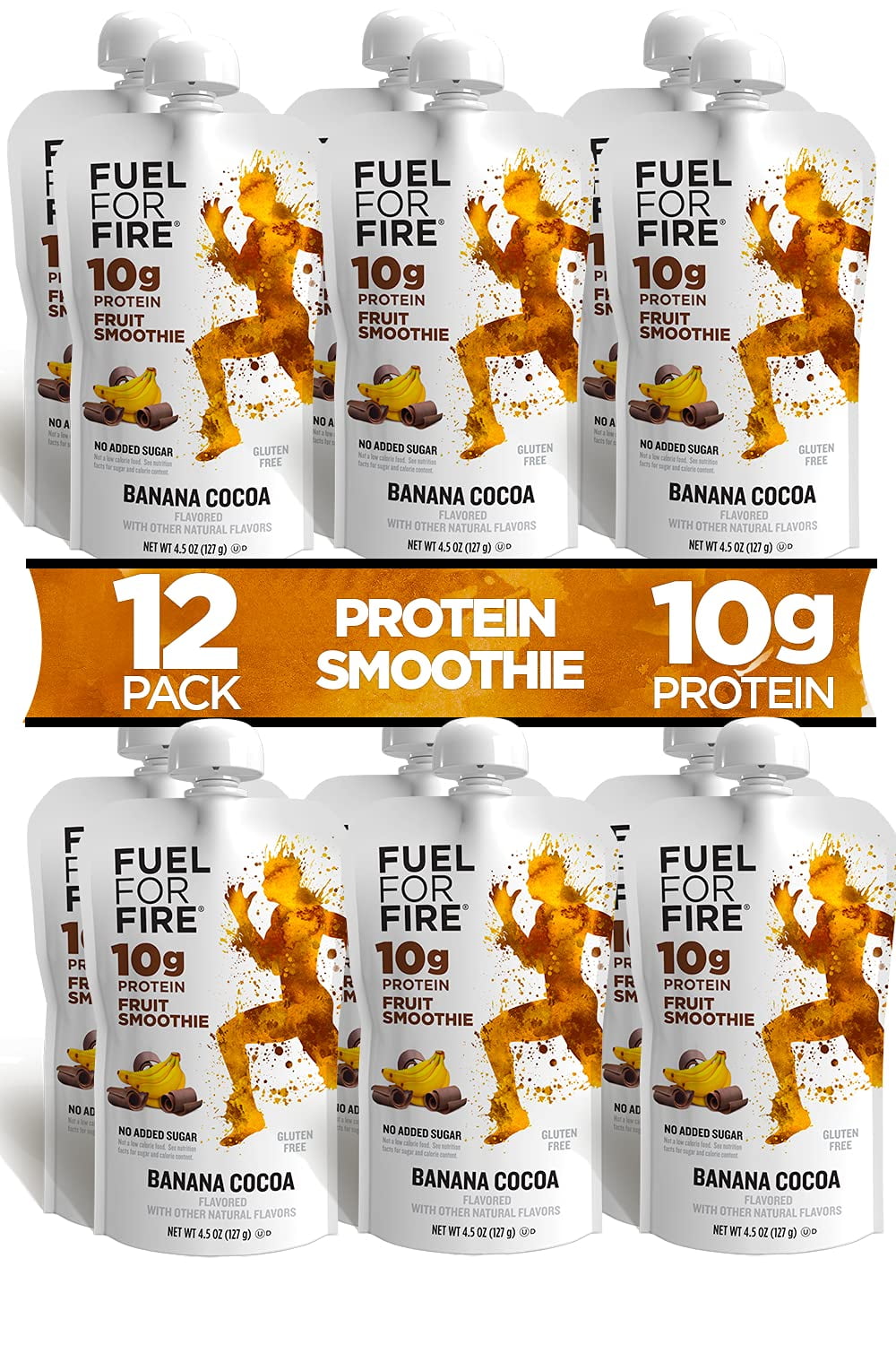 Fuel for Fire Protein Smoothie Pouch Banana Cocoa (12Pack) Healthy