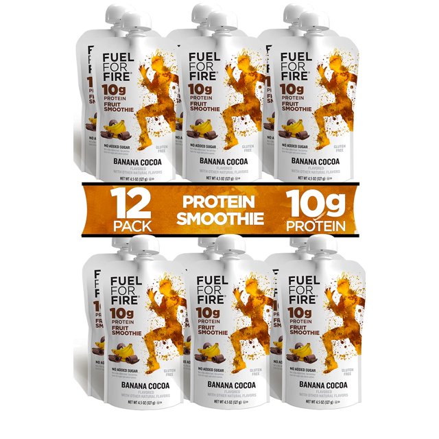 Fuel for Fire Protein Smoothie Pouch Banana Cocoa (12Pack) Healthy