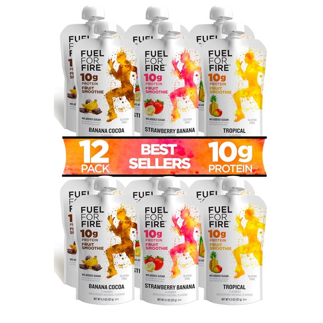 Fuel for Fire Protein Smoothie Pouch Best Sellers Variety (12Pk